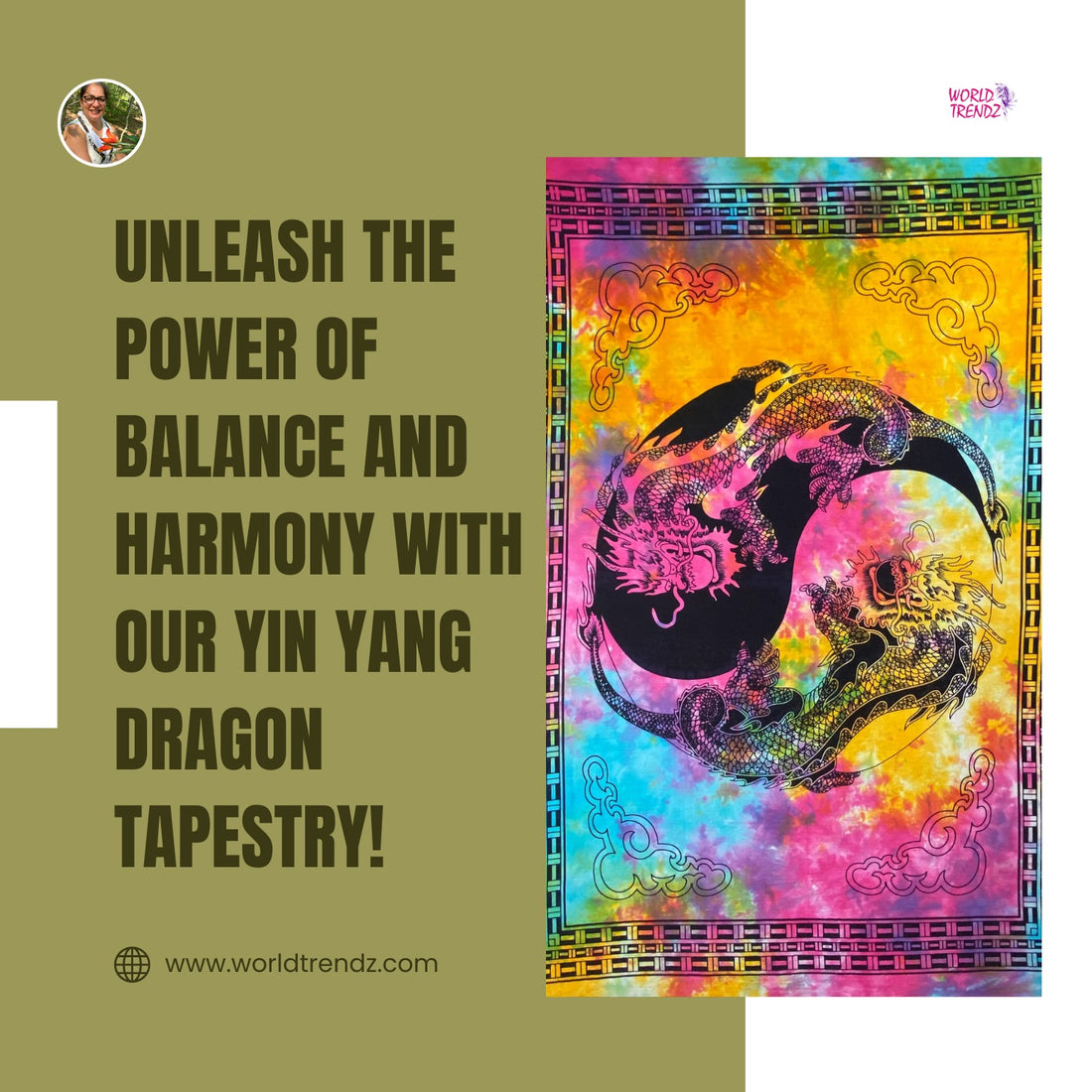 Transform Your Space with the Mesmerizing Yin Yang Dragon Tapestry Poster Size Multi Color