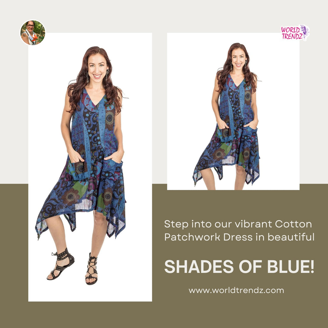 Dress-Cotton Patchwork Blue 218276: The Ultimate Fashion Trend of the Season!