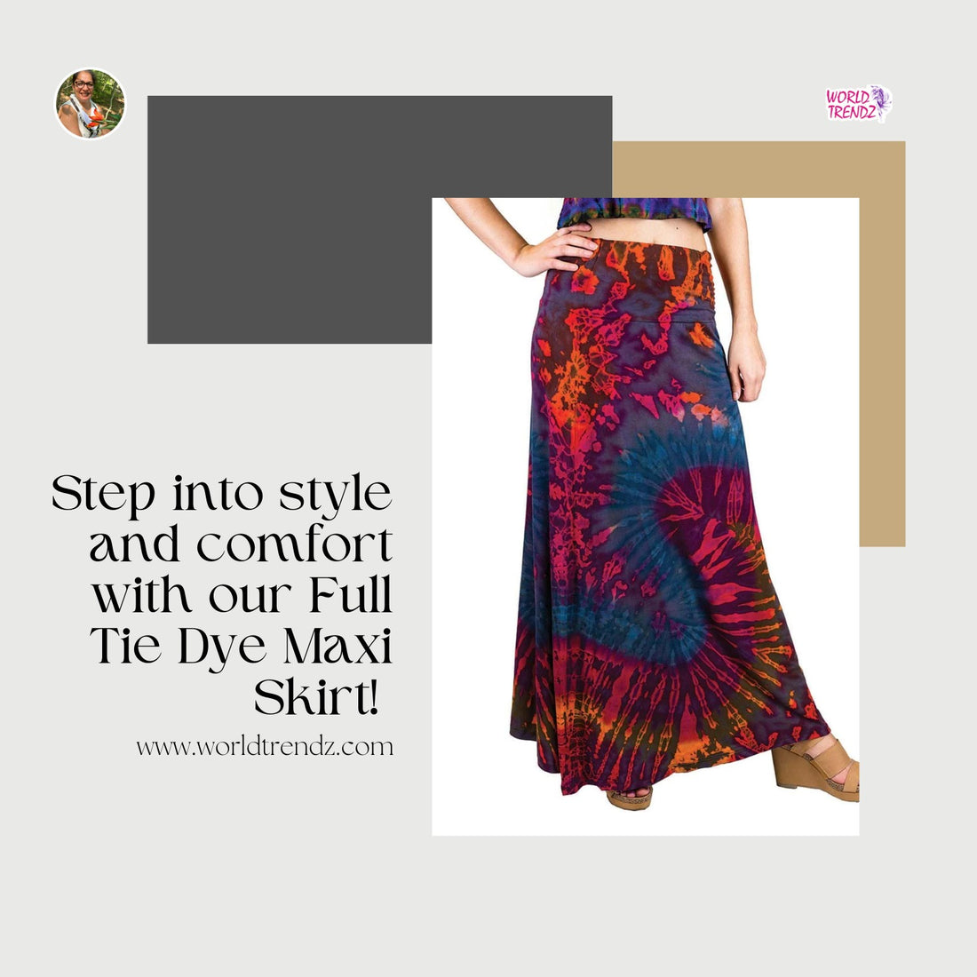 Unleash Your Inner Boho-Chic with WorldTrendz: Full Tie Dye Maxi Skirt Grey