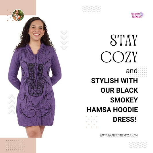 Black Smokey Hamsa Long Sleeve Hoodie Dress Purple: The Perfect Outfit for Any Occasion