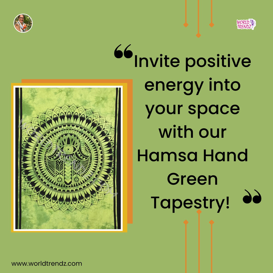 Bring Good Luck and Protection into Your Home with a Hamsa Hand Green Tapestry