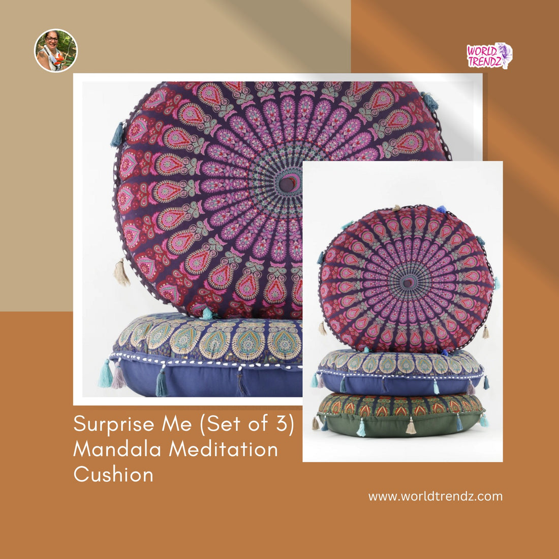 WorldTrendz: Surprise Me With A Set of 3 Mandala Meditation Cushion