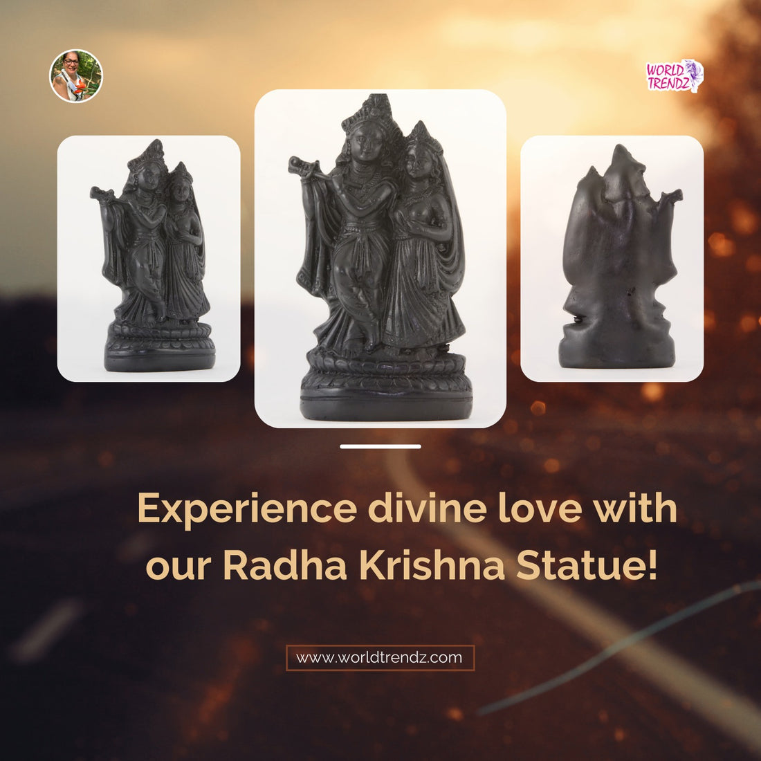 Divine Radiance Illuminated: Discover the Enchanting Radha Krishna Statue Dark Medium Size