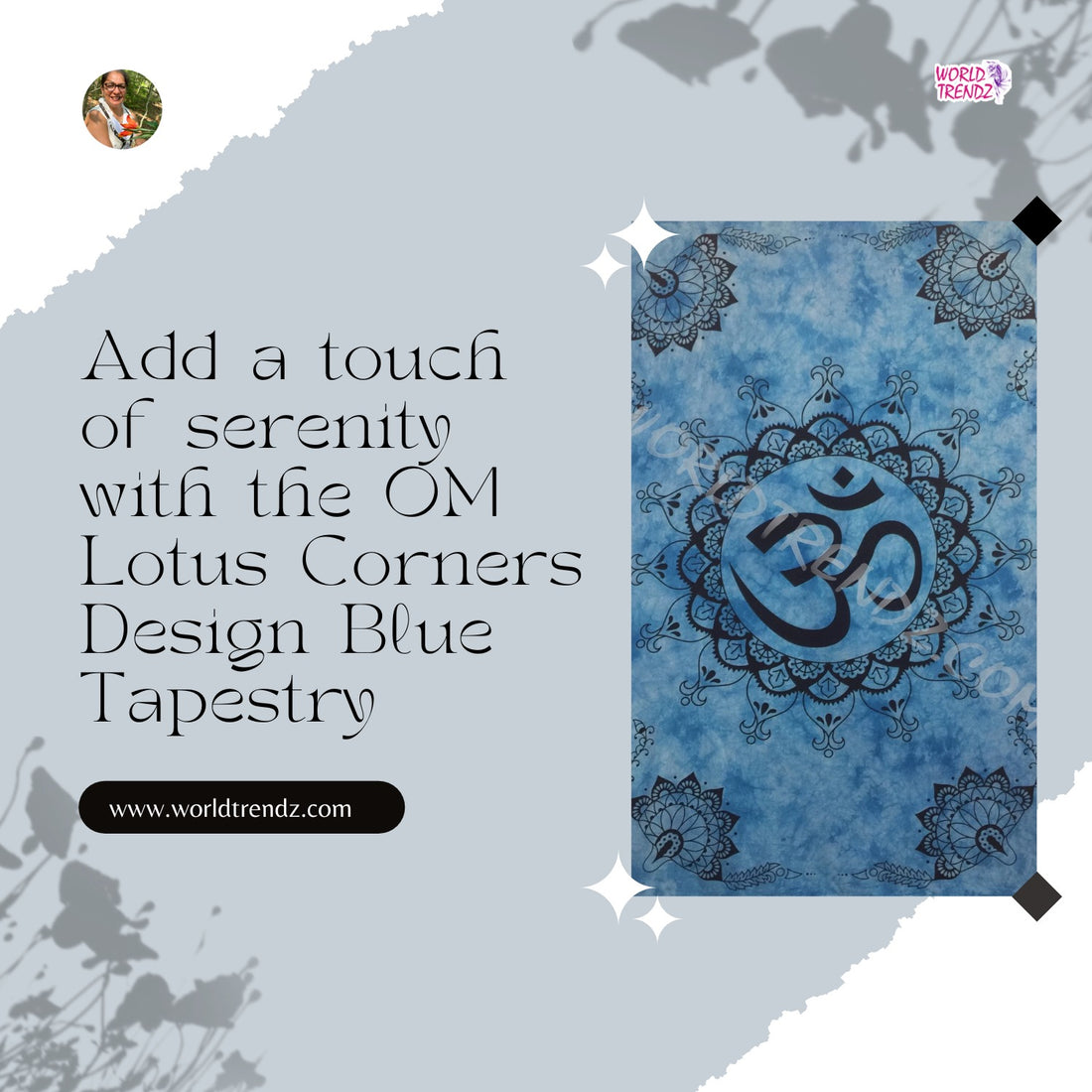 Transform Your Space with the OM Lotus Corners Design Blue Tapestry!