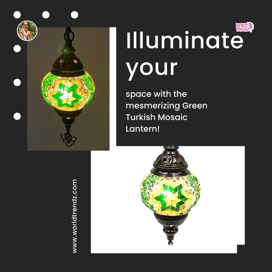 Green Turkish Mosaic Lantern Single Hanging B1: The Perfect Way to Add a Touch of Elegance to Your Home