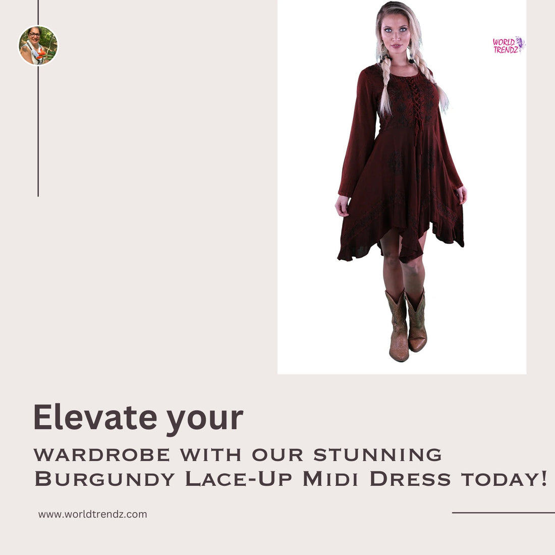 Unleash Your Inner Diva with the Ravishing Burgundy Lace-Up Midi Dress