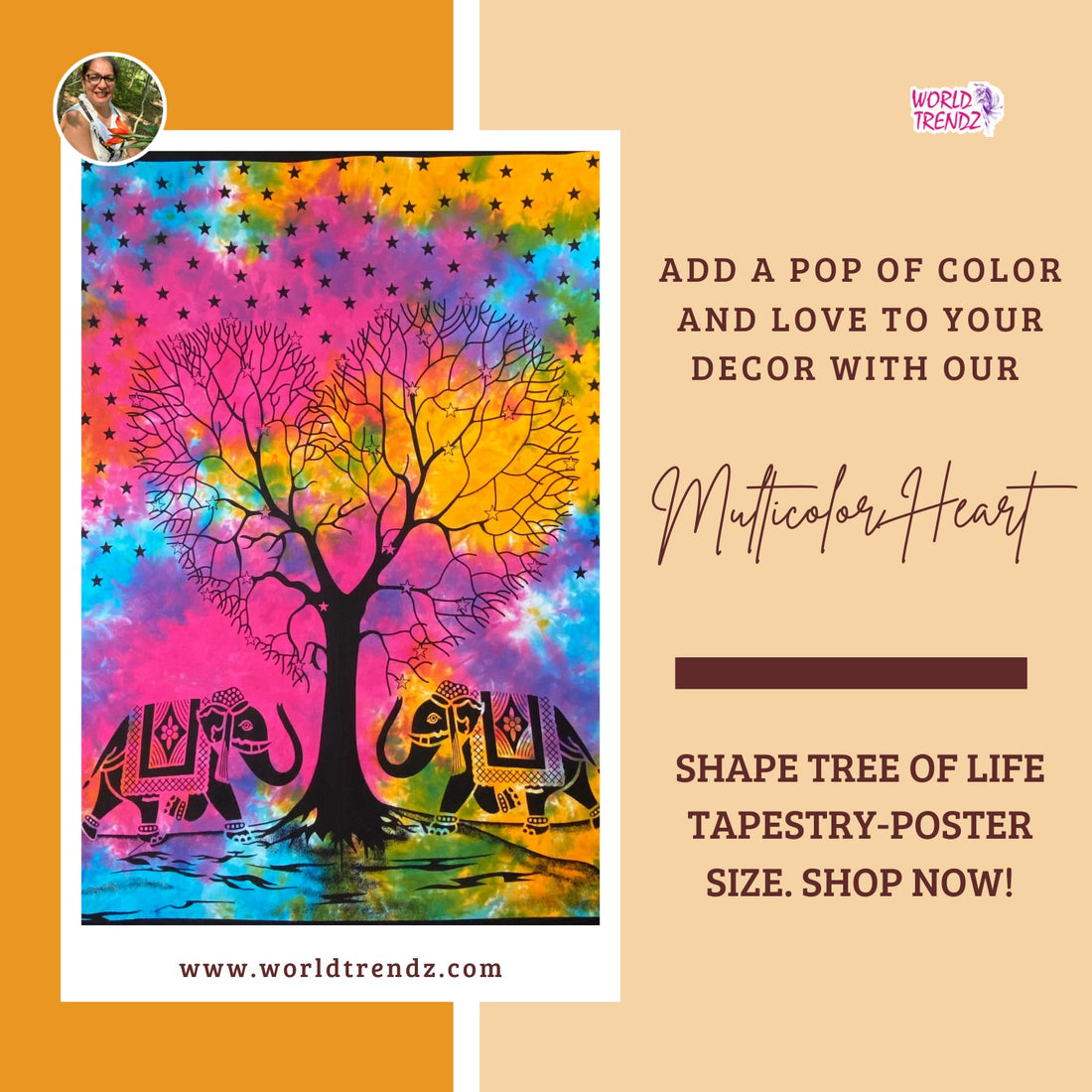 The Ultimate Decor Hack: Transform Your Space with the Multicolor Heart Shape Tree Of Life Tapestry-Poster Size