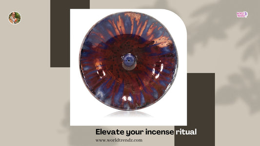 Blue with Copper Drips Raku Incense Burner