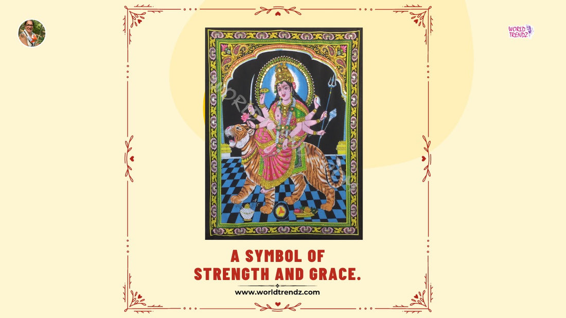 Goddess Durga Deity Tapestry Sequined