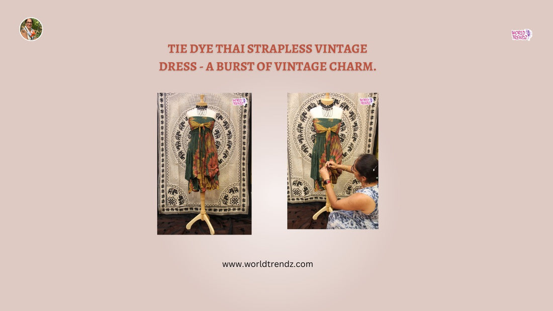 Radiate Elegance and Timeless Style of Tie Dye Thai Strapless Vintage Dress