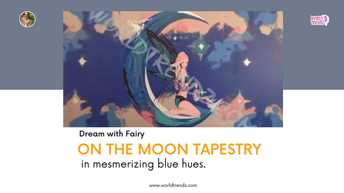 Fairy On The Moon Tapestry (Blue)