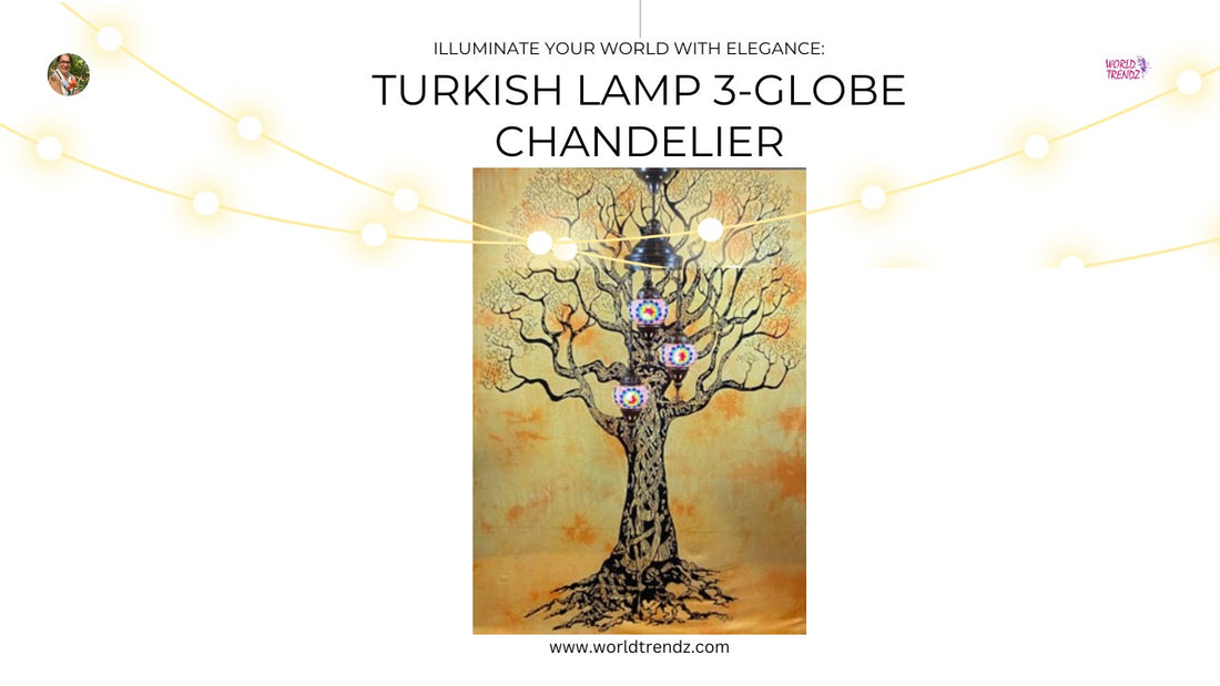 Illuminating Elegance: Rainbow Turkish Lamp - 3 Globes Chandelier