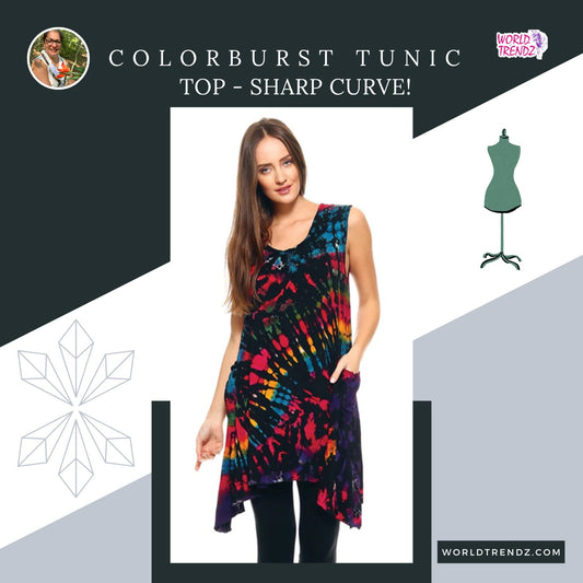 Get Ready with our Stunning Rainbow Tie Dye Tunic Top - Featuring Flattering Pointy Sides!