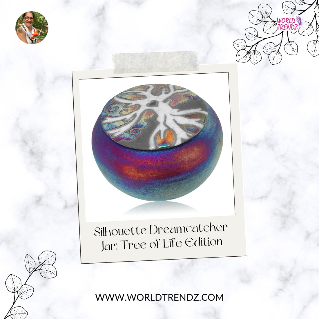 Unleash the Magic of Nature with a Tree of Life Raku Silhouette Dreamcatcher Jar