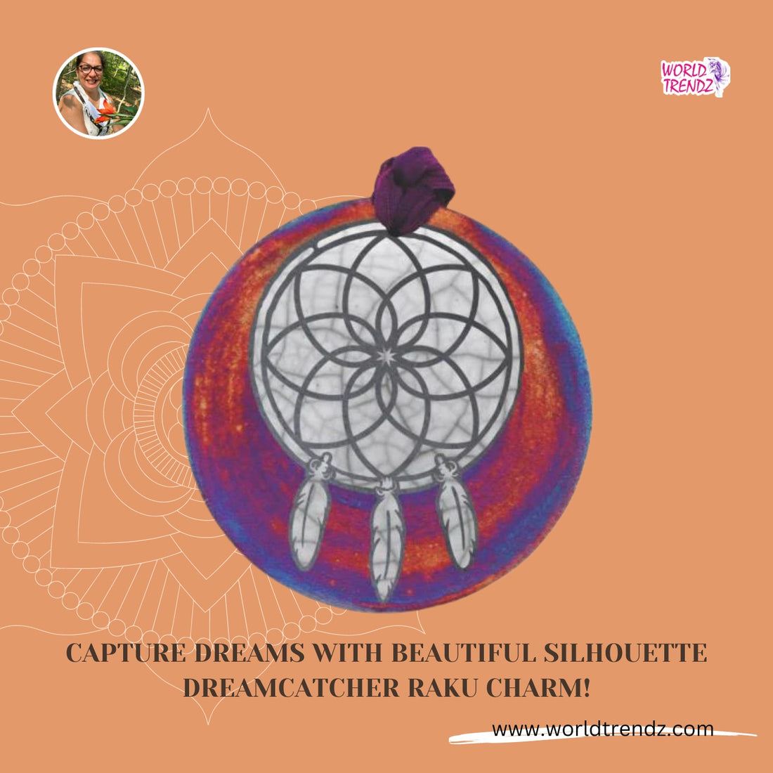 Unlock the Mystical Powers of Our Dreamcatcher Raku Silhouette Medallion Ornament