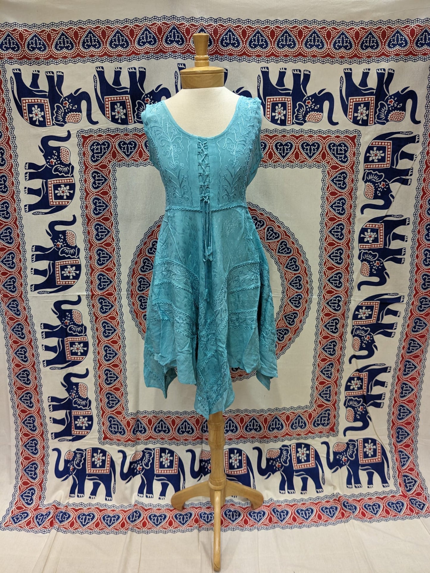 Lace-up Midi Dress Turquoise
