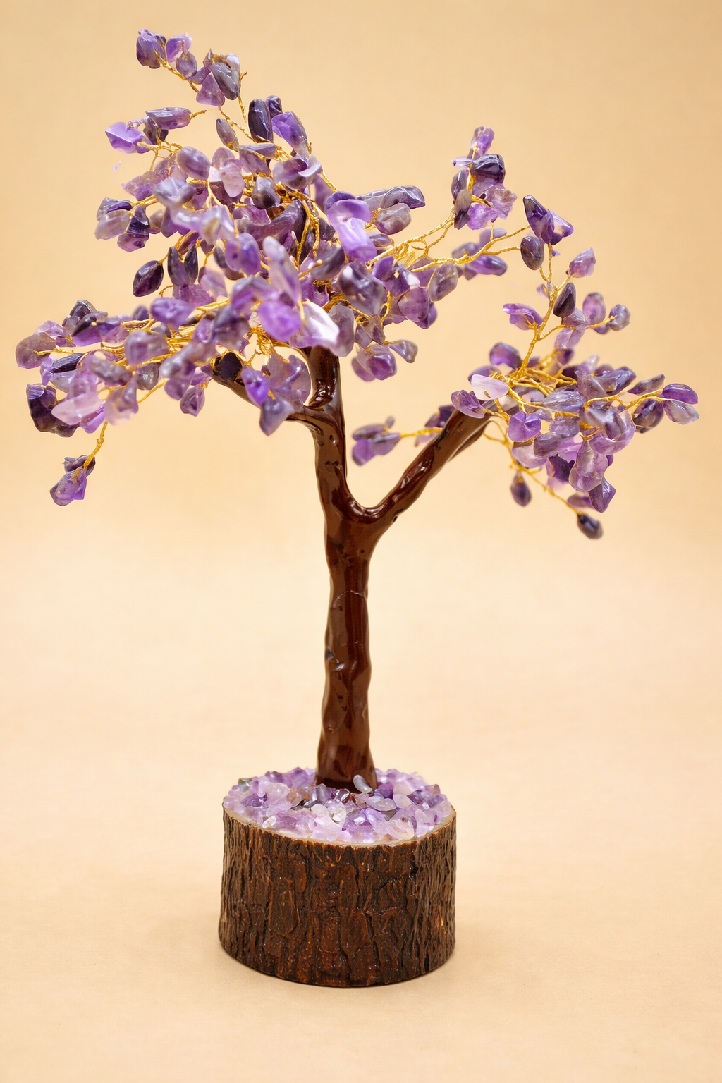 Amethyst Gemstone Tree with Wood Base