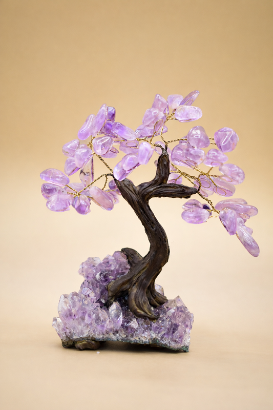 Amethyst Gemstone Tree with Stone Base