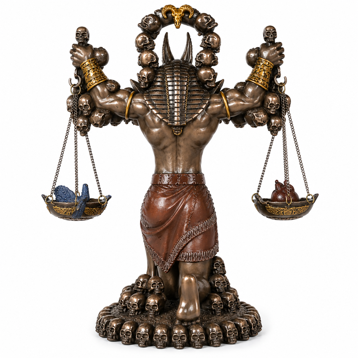 Rear Profile View of Anubis Guardian of the Scales, on a white background