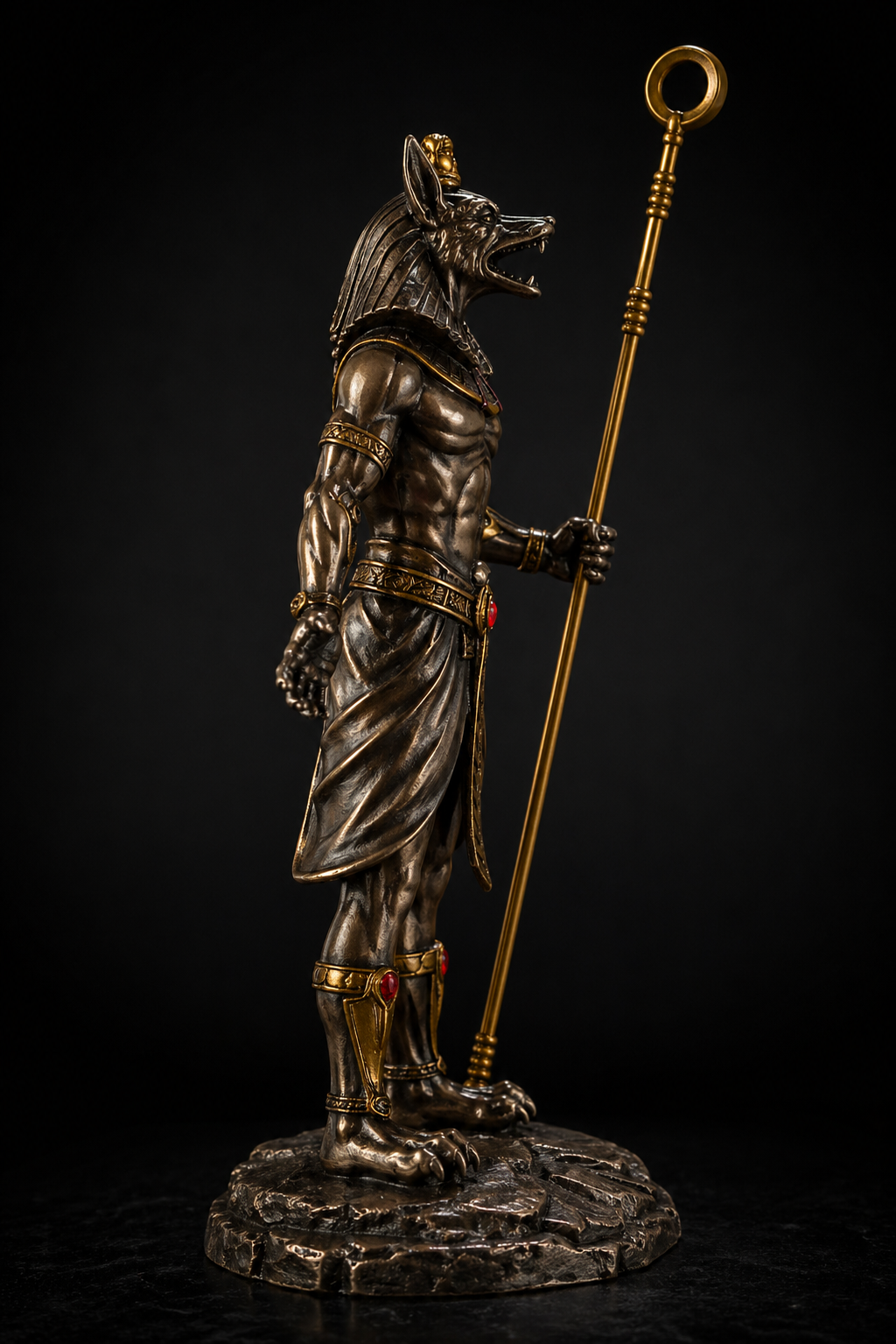 Statues of Anubis on right side