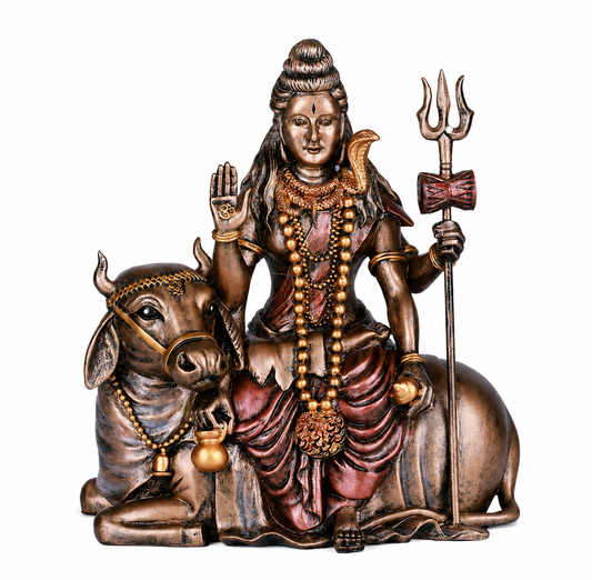 Shiva with Nandi Bull Statue Front View