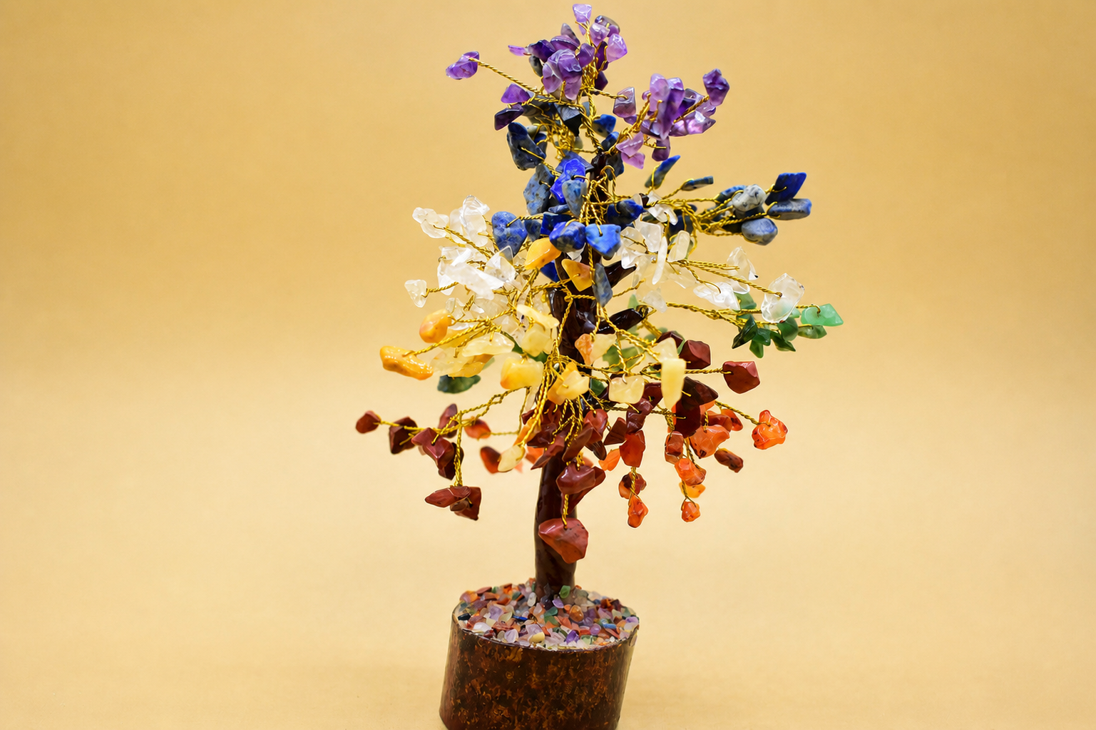 Chakra Gemstone Tree on Wood Base