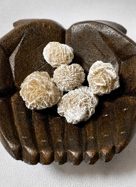 Desert Roses in Wooden Hands