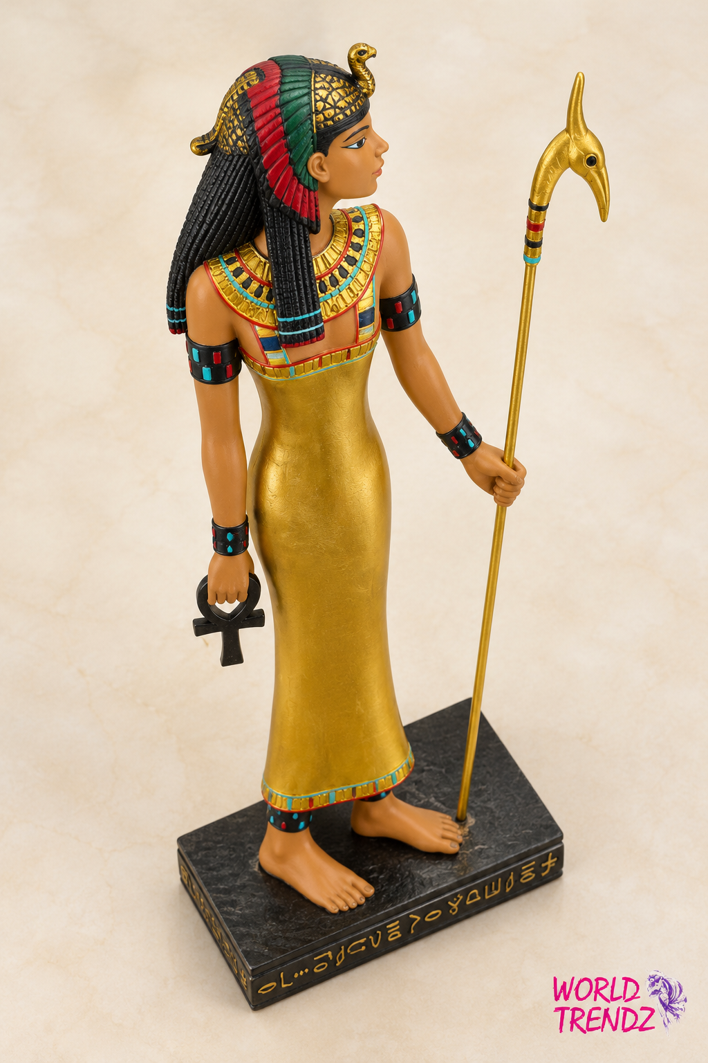 Egyptian_Goddess_Statuette_Isis_with_Ankh_and_Staff Top View