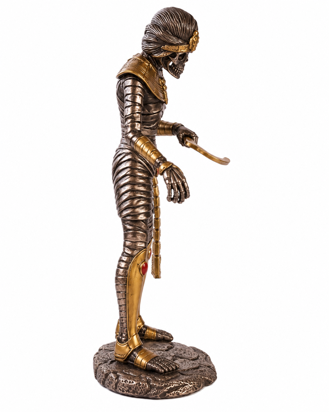 Statue of an Egyptian Mummy on a white background Left Profile