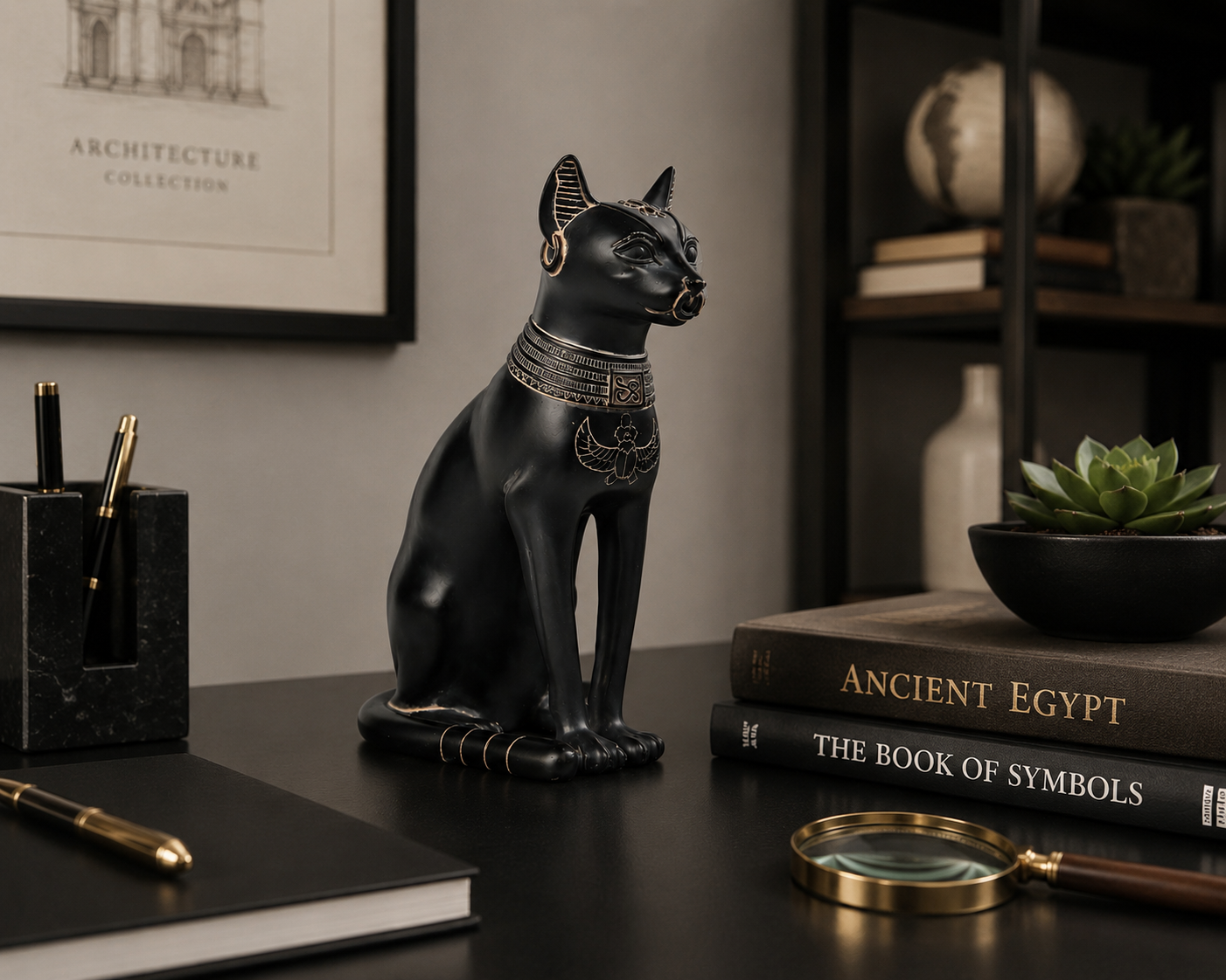 Bastet (Mythological Egyptian) Museum-Inspired Home Office Decor Display