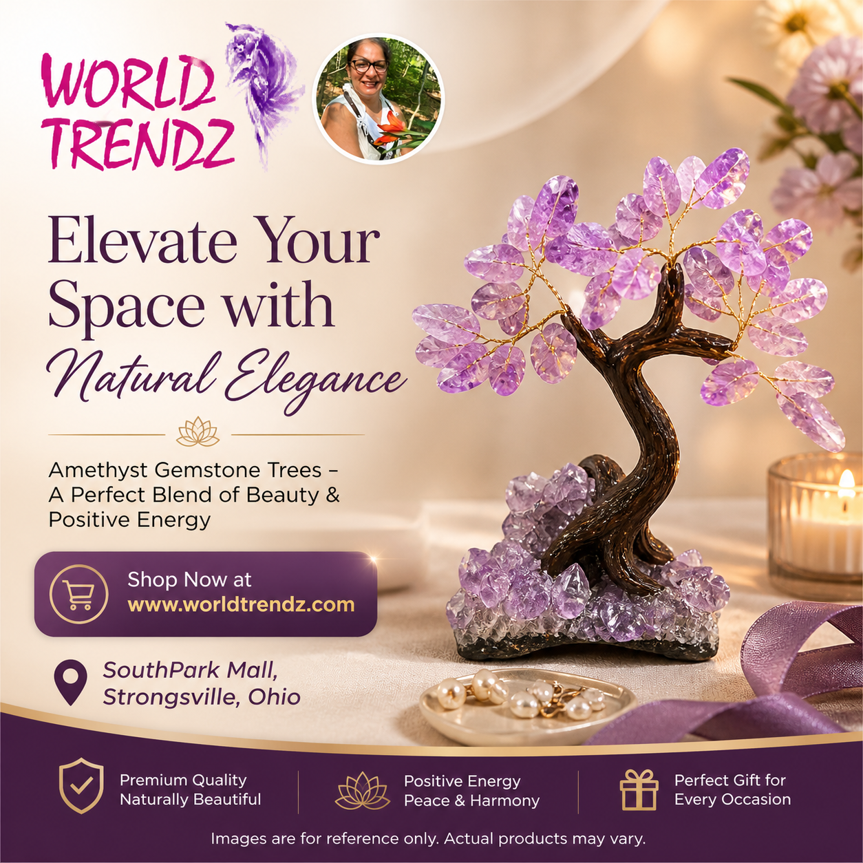 Advertisement on Amethyst Gemstone Trees Branding by WorldTrendz