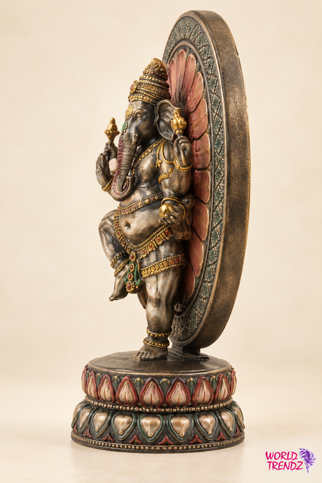 Ganesha — Divine Remover of Obstacles and Traditional Resin Statue Right Profile View