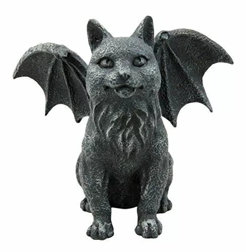 Hand-Painted Gothic Cat Gargoyle Statue – Mystical Protector of Your Home 1