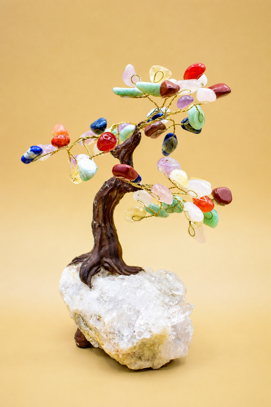 Chakra Gemstone Tree on Quartz Base