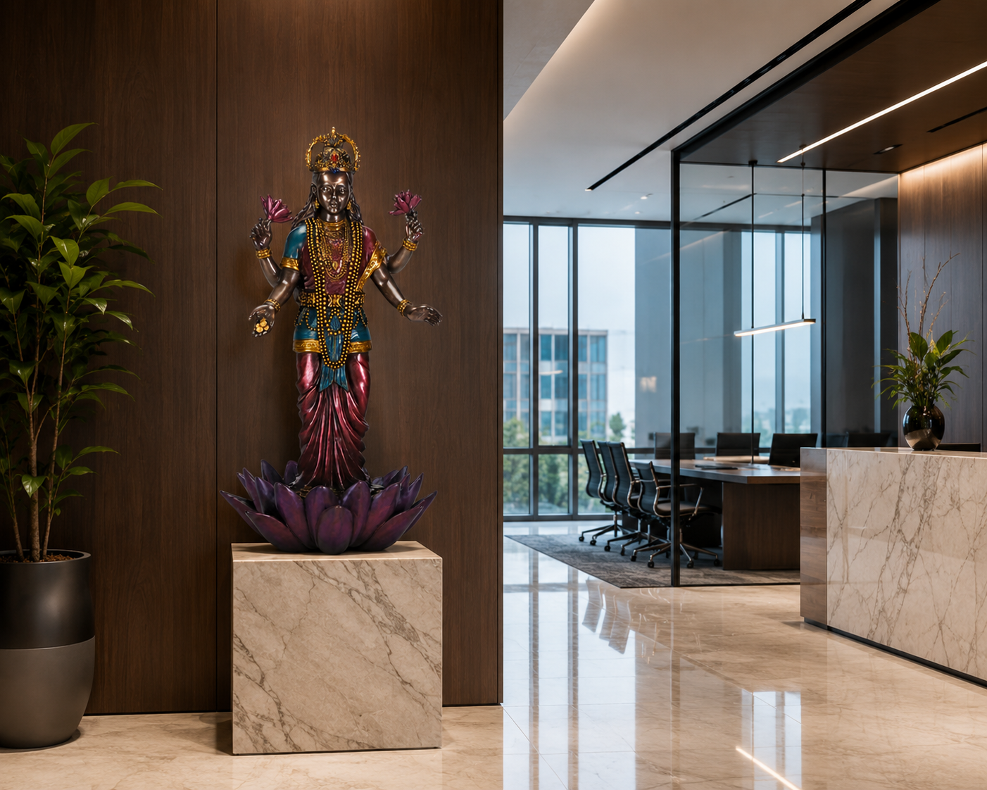 Standing Lakshmi at Modern Office
