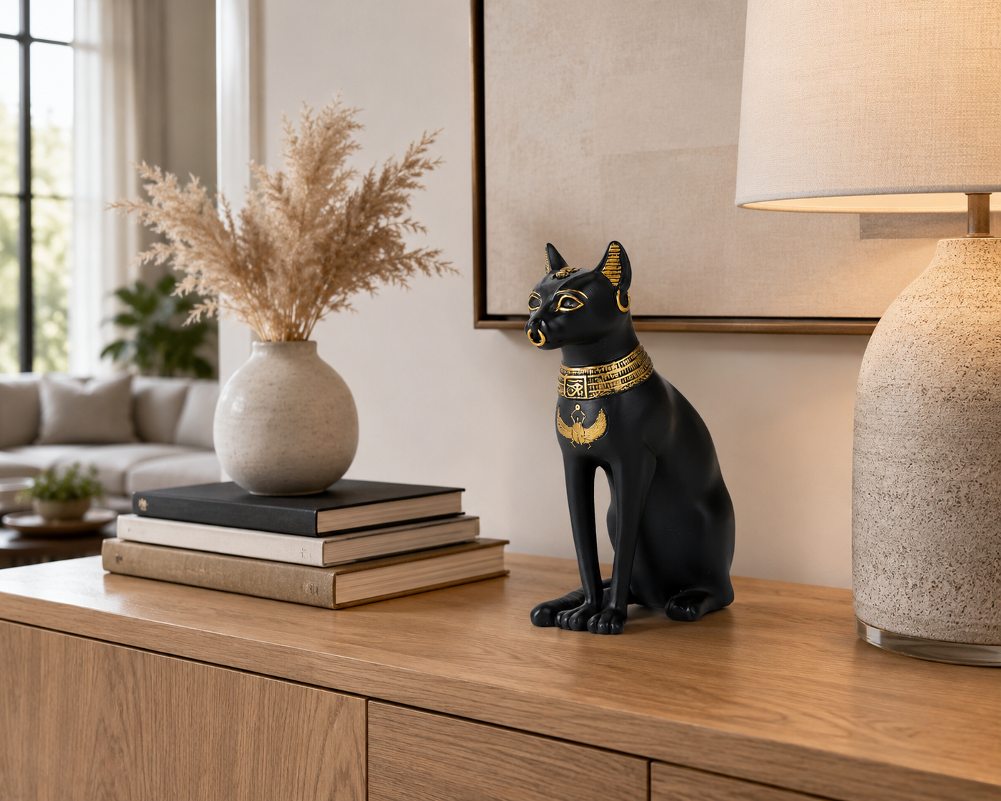 Egyptian Small Bastet Statue at Living Room
