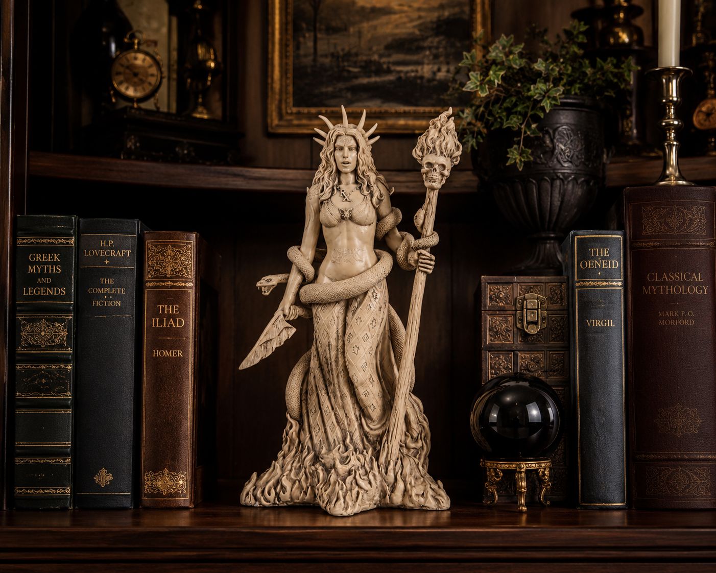 Hecate on an antique shelf