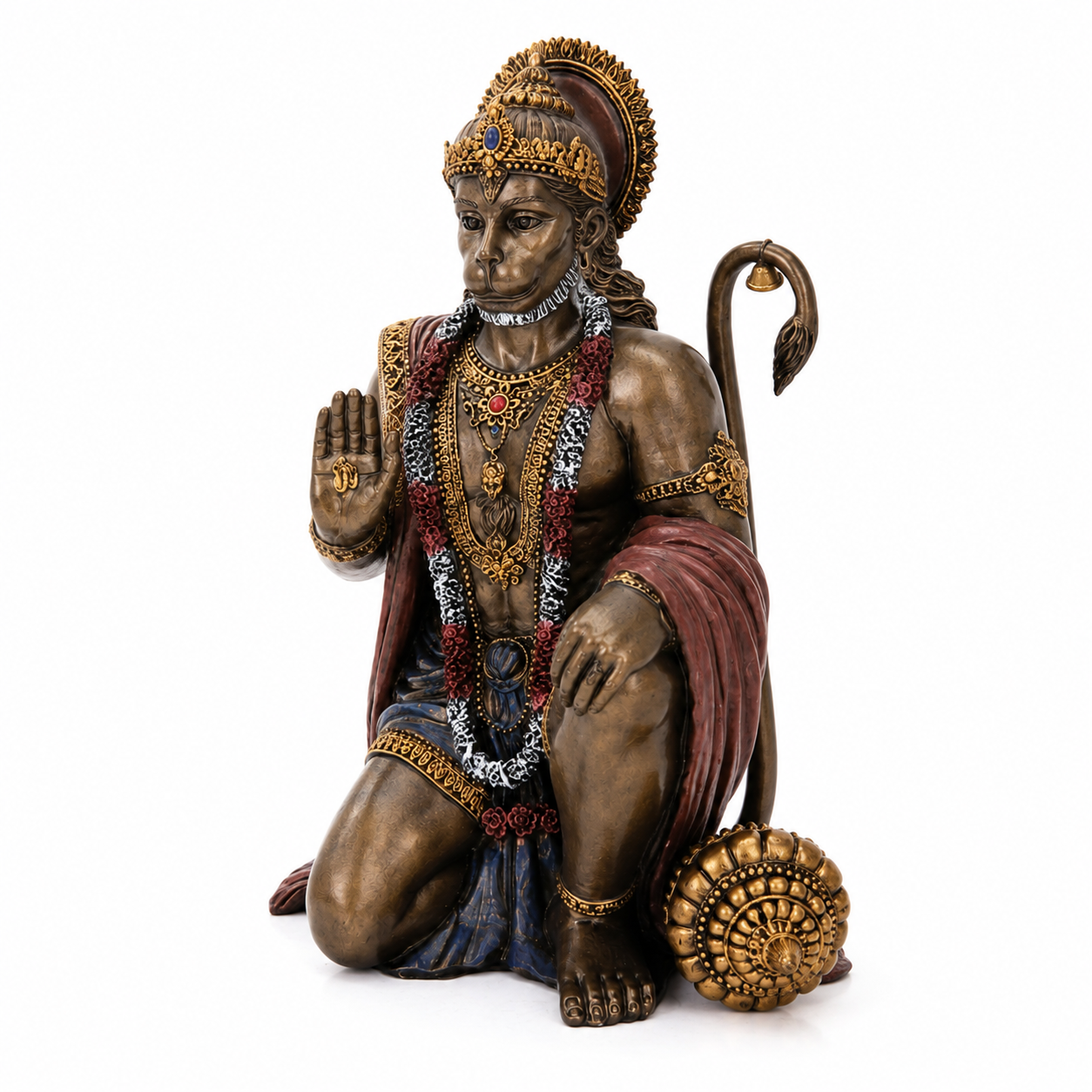 Statue of Hanuman a mythological figure with intricate details on a white background