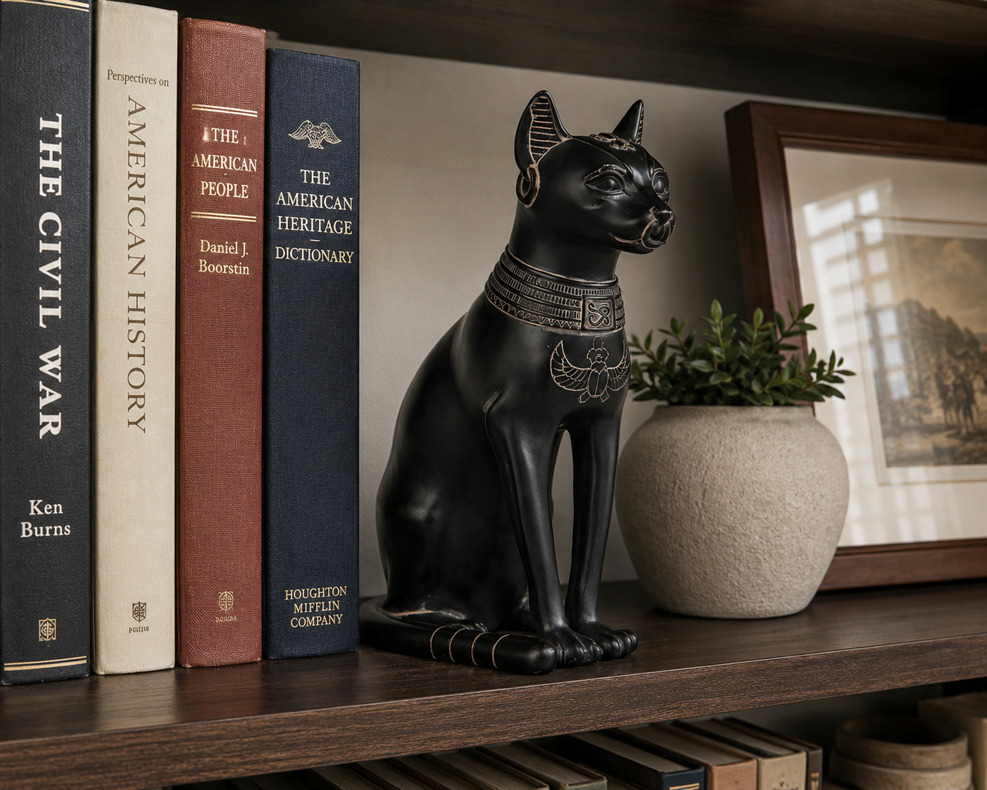 Bastet (Mythological Egyptian) Home Library and Bookshelf Display