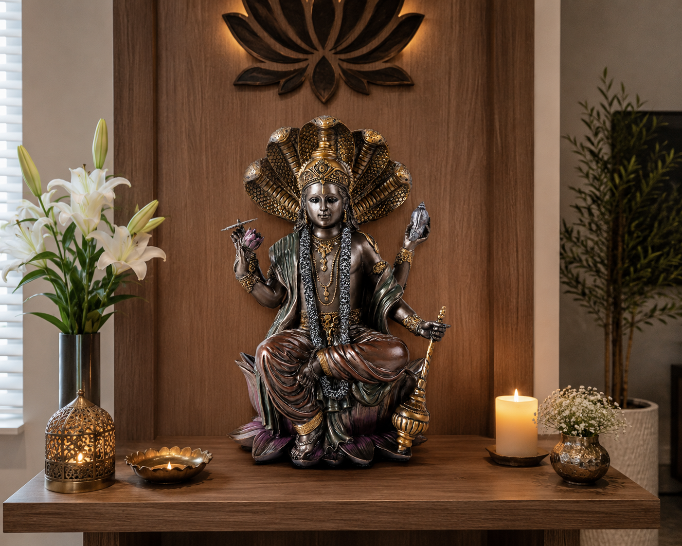 Lord Vishnu on Sheshnag on Altar