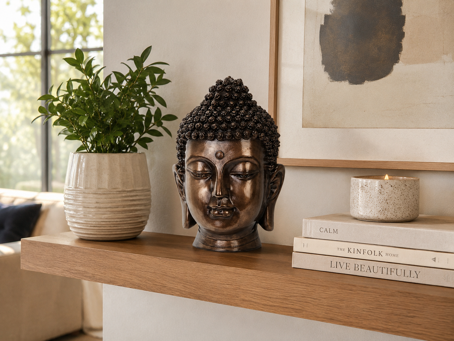 Buddha Head at Modern Interior