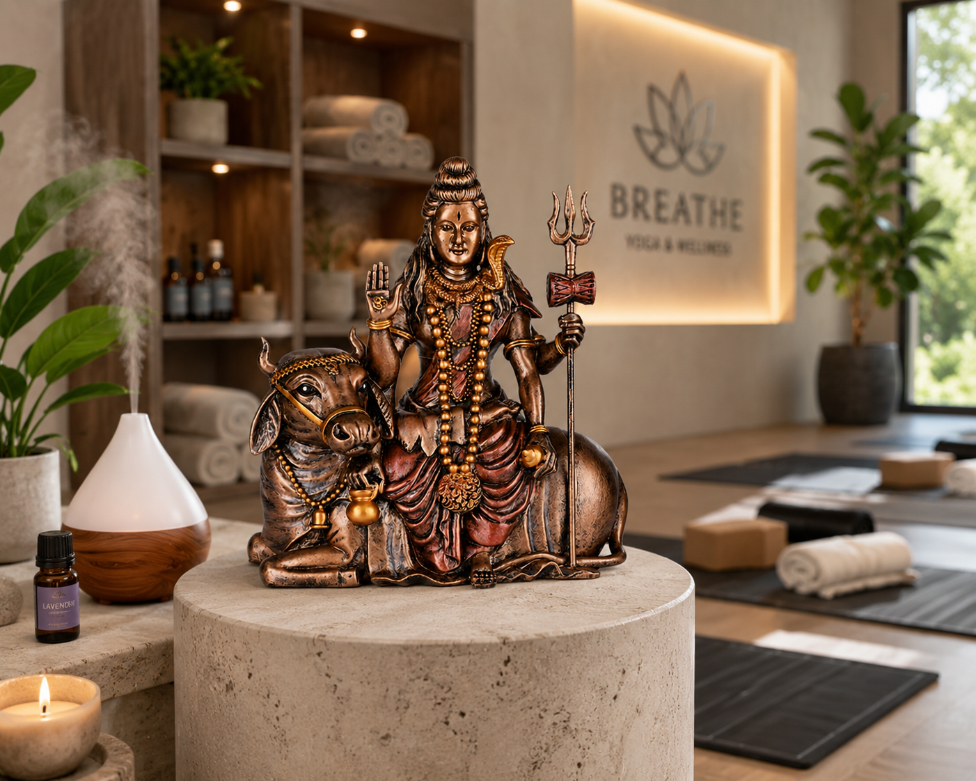 Shiva with Nandi Bull Statue at Yoga Studio