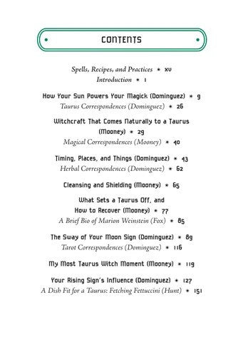 Taurus Sun Sign Series Book Contents
