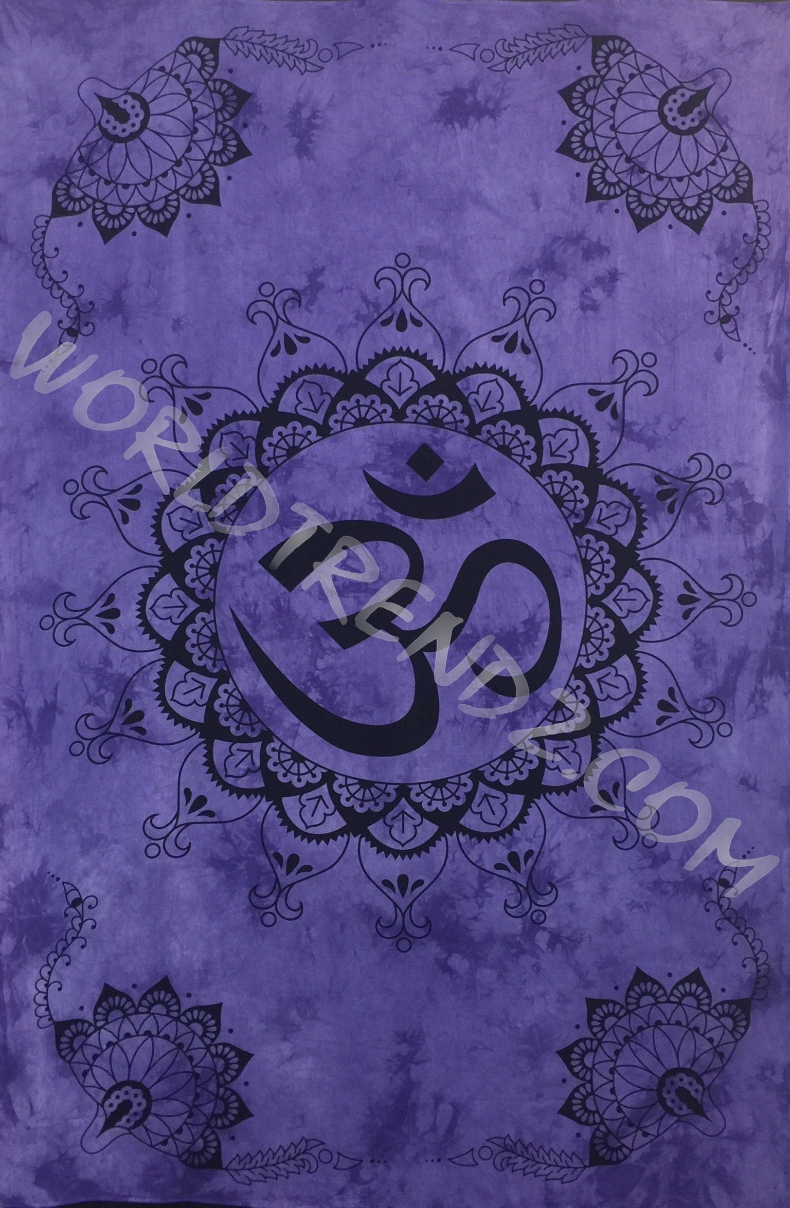 OM LOTUS Lotus CORNERS DESIGN TAPESTRY PURPLE
