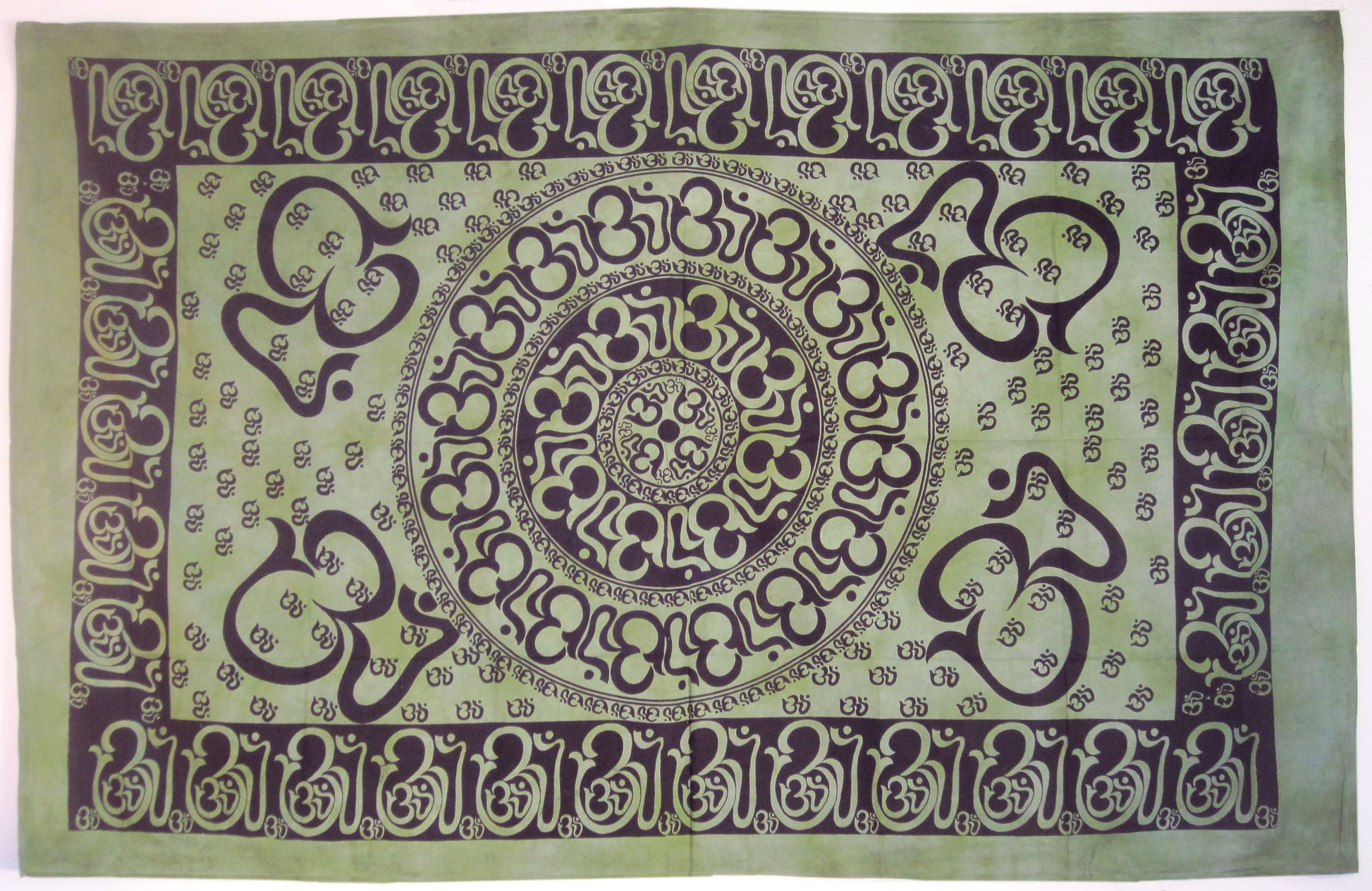 OM MANDALA TAPESTRY GREEN