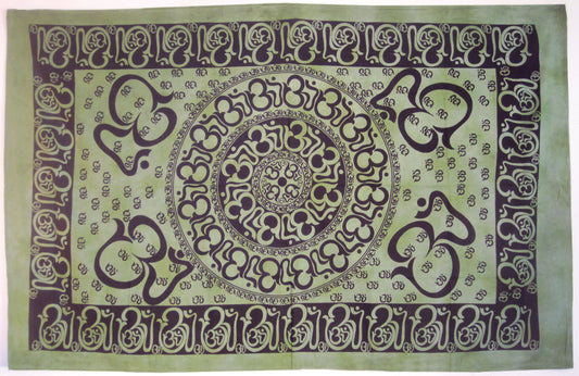 OM MANDALA TAPESTRY GREEN