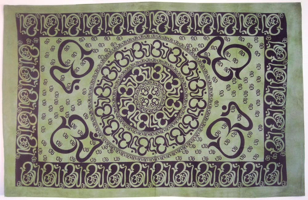 OM MANDALA TAPESTRY GREEN