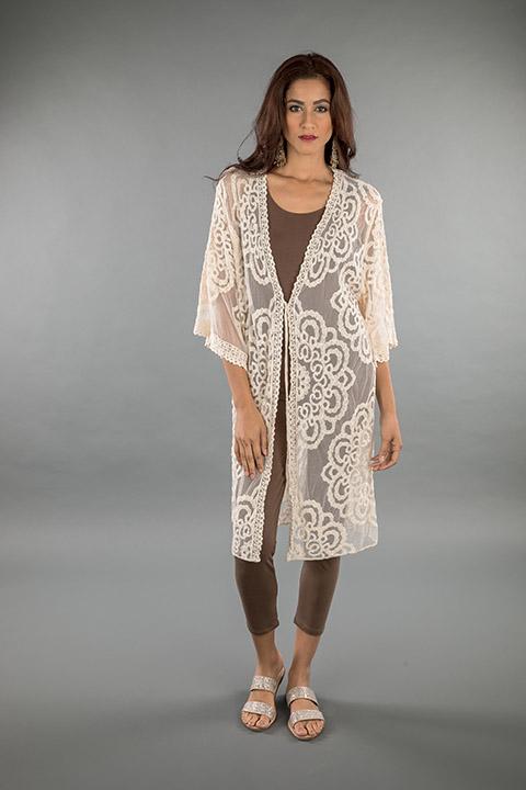 LACE APPAREL-OFF WHITE CARDIGAN LONG 219033