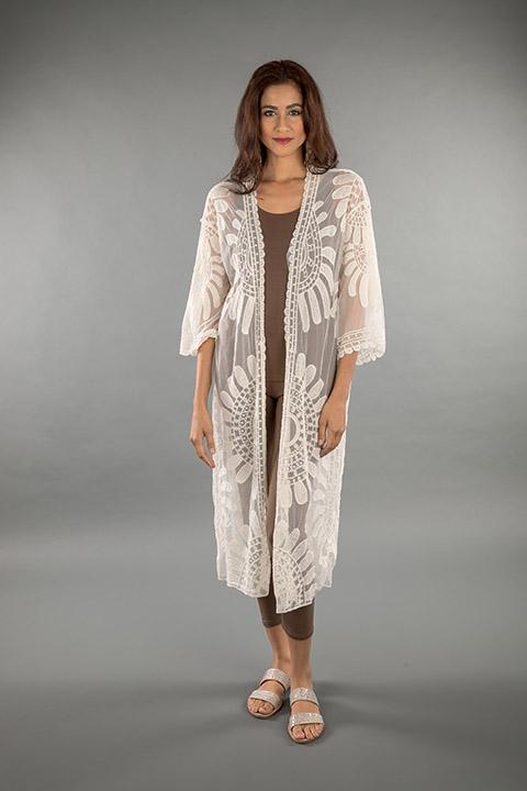 LACE APPAREL-OFF WHITE CARDIGAN LONG 219034