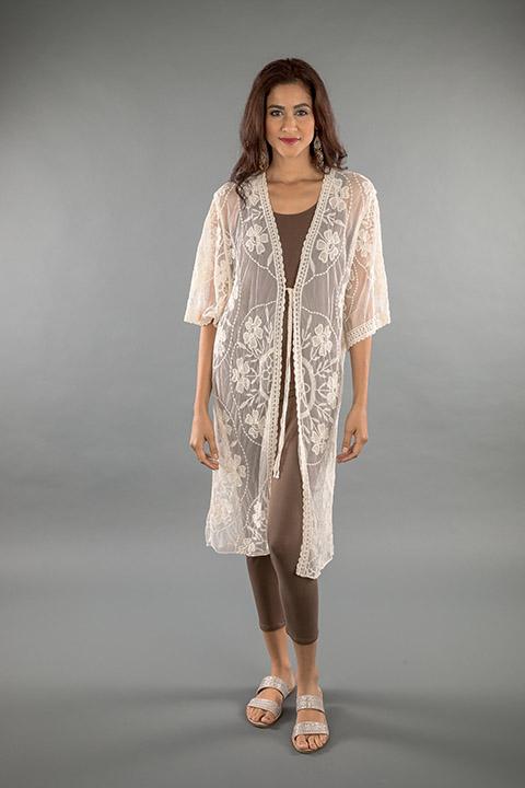 LACE APPAREL-OFF WHITE CARDIGAN LONG 2190345